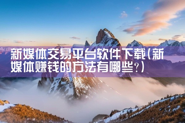 新媒体交易平台软件下载