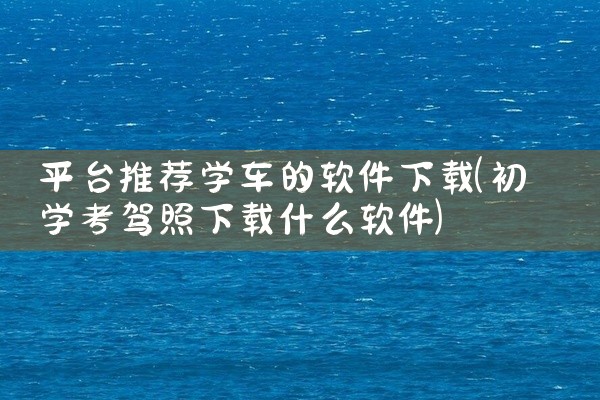 平台推荐学车的软件下载