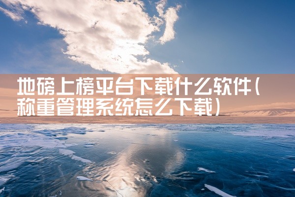 地磅上榜平台下载什么软件