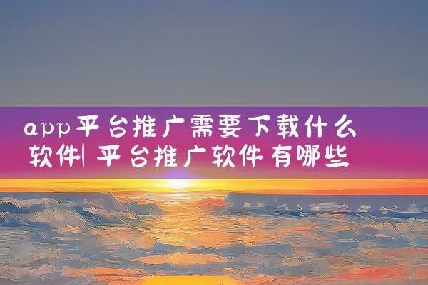 app平台推广需要下载什么软件
